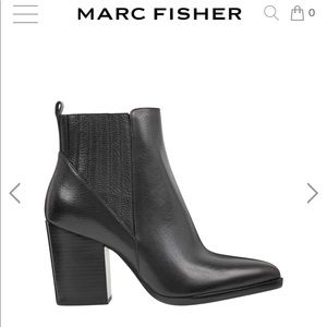 Marc Fisher Pointed Toe Black Leather Booties US7